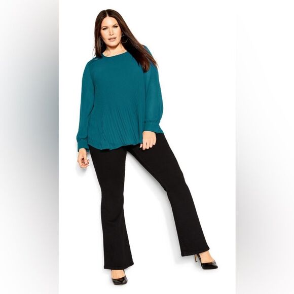 City Chic Lust After Top in Teal Size XXS/12 Pleated Lace With Back Bow Detail - Picture 2 of 13